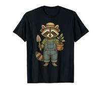 Raccoon Dressed As A Gardener Funny Raccoon Lover Gardening T-Shirt