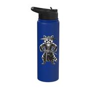Raccoon Dressed as Japanese Samurai Japan Cherry Blossom Stainless Steel Insulated Water Bottle