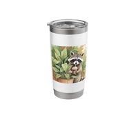 Raccoon Drinking Iced Coffee Lover Funny Trash Panda Stainless Steel Insulated Tumbler