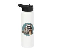 Raccoon Drinking Iced Coffee Lover Funny Trash Panda Stainless Steel Insulated Water Bottle