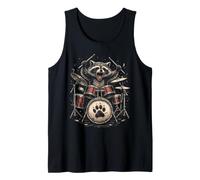 Raccoon Drummer Rock Band Animal Graphic Tank Top