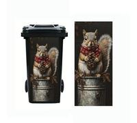 Raccoon Dustbin Sticker Husky Decals Panda Wheelie Bin Stickers Self Adhesive Squirrel Decal for Door Trash Cans Bins Driveway Garden Outdoor Patio Decor,14.57×32.28in (Squirrel 2)