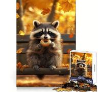 Raccoon Eating Donut in Autumn Jigsaw Puzzles 1000 Piece for Teenagers Logic Ability Toy Relaxing Fun Accurate Cut Artistic Gift (38x52cm)