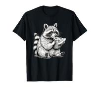 Raccoon Eating Pizza Slice Hand Drawn Art Cute Raccoon T-Shirt