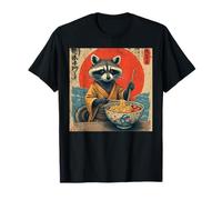 Raccoon Eating Ramen Japanese Noodles Funny Racoon Anime T-Shirt