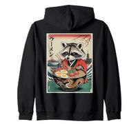 Raccoon Eating Ramen Japanese Noodles Funny Racoon Anime Zip Hoodie