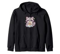 Raccoon Eating Ramen Kawaii Japanese Food Men Women Kids Zip Hoodie
