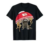 Raccoon Eating Ramen Noodles Cute Vintage Japanese Raccoon T-Shirt