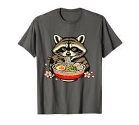 Raccoon Eating Ramen Noodles Japanese Cherry Blossom T-Shirt