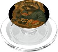 Raccoon Eats Sushi Japanese Vintage PopSockets PopGrip for MagSafe