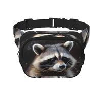 Raccoon Fanny Pack For Women Waterproof Adjustable Belt Bags Waist Pack Fashion Casual Crossbody Bags Bum Bag For Running Workout Hiking Traveling, Black, One Size