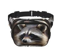 Raccoon Fanny Pack For Women Waterproof Adjustable Belt Bags Waist Pack Fashion Casual Crossbody Bags Bum Bag For Running Workout Hiking Traveling, Black, One Size