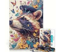 Raccoon Fascination 1000 Pieces Jigsaws Adults Puzzles Brain Workout Toy Soft Relax Image Assembly Lovely Present (38x52cm)