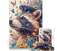 Raccoon Fascination Jigsaw Puzzles 1000 Piece for Teenagers Fine Logic Toy Easy Leisure Neat Edge Festival Gift (50x75cm)