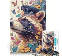 Raccoon Fascination Jigsaw Puzzles for Adults1000 Piece Brain Teaser Home Leisure Image Assembly Birthday Gift (38x26cm)