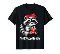 Raccoon Feral Second Grader Cute First Day of School Girls T-Shirt
