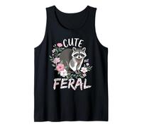 Raccoon Floral Humor Cute but Feral Tank Top