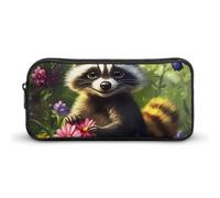Raccoon Floral Trash Panda Pencil Case Cute Pen Pouch Cosmetic Bag Pecil Box Organizer for Travel Office