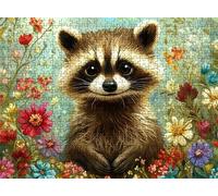 Raccoon Flower Puzzle - 5000 Piece Jigsaw Puzzles for Adults - The Back Features Printed Letter Guides - The Pieces fit Together Snugly - Wooden Puzzles for Adults - Gifts Man 61.6 X 41.5 Inch s7h-26