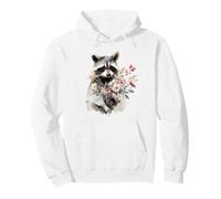 Raccoon Flowers Cute Floral Animal Pullover Hoodie