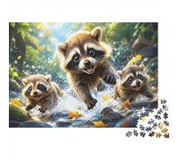 Raccoon Forest Stream Jigsaw Puzzle, 1000 Pcs For Adults | 70x50cm Cardboard, Brain Workout, Accurate Cutting, Adult Hobbyists, Stress Reduction