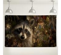Raccoon Forest Theme Backdrop, Fanciful Nature Photo Background, Outdoor Indoor Party Decor, Animal Wildlife Spring Summer Event Decorations 71x43 Inch