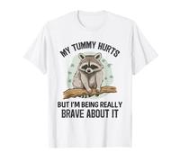 Raccoon Funny My Tummy Hurts Weird Meme Tee Raccoon Humor T-Shirt