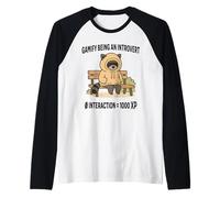 Raccoon Gamify being an Introvert, funny antisocial design Raglan Baseball Tee