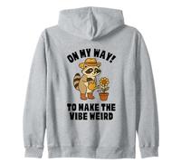 Raccoon Gardening On My Way to Make the Vibe Weird Plants Zip Hoodie