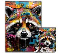 Raccoon Graffiti 1000 Pieces Puzzle Gifts Jigsaw Puzzles for Adults Family Activity, DIY Home Decor, 50x75CM/19.68x29.52inch
