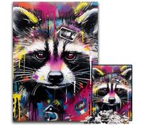 Raccoon Graffiti Jigsaw Puzzles for Adults 1000 Piece Jigsaw Puzzles for Adults for Family And Friends, Suitable for Ages 14+ 50x75CM/19.68x29.52inch