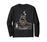 Raccoon Gutter Trash Panda Smoking Cigarette Drinking Beer Long Sleeve T-Shirt