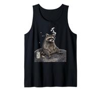 Raccoon Gutter Trash Panda Smoking Cigarette Drinking Beer Tank Top
