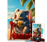 Raccoon Healing The Beach 1000 Piece Jigsaw Puzzles for Teenagers Boost Memory Gentle Relax Premium Cut Bday Surprise (38x26cm)