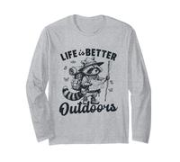 Raccoon Hiker Adventure Wilderness Explorer Long Sleeve T-Shirt