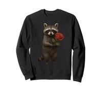 Raccoon Holding Rose Cute Flower Sweatshirt