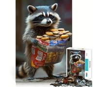 Raccoon Holding Snacks Jigsaw Puzzles for Teenagers 1000 Piece Thought Toy Calm Escape Precise Edge Amazing Present (38x26cm)