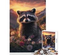 Raccoon in Bloom Jigsaw Puzzles 1000 Piece for Adults Enhance Focus for Better Performance Quiet Soothing Playtime Fun (38x52cm)