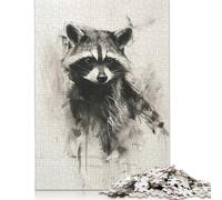 Raccoon in Charcoal Puzzle 1000 Pieces Jigsaws Wooden Puzzle Adult Jigsaw Puzzle Relax Puzzles Games 1000pcs (75x50cm)
