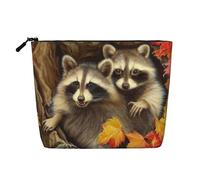 Raccoon in The Fall Tree Hole Cosmetic Bag for Women- Portable Travel Organiser, Toiletry Bag with Zip Closure