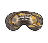 Raccoon in The Fall Tree Hole Eye Mask, Adjustable Strip, Blocks Light Sleep Mask, Sleep Eye Mask for Night Sleeping Travel Nap 8.1 * 4.1 Inches