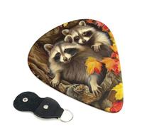Raccoon In The Fall Tree Hole Guitar Picks 6-Pack - Pick Set (0.46mm / 0.71mm / 0.96mm) Suitable For Guitar And Ukulele Playing