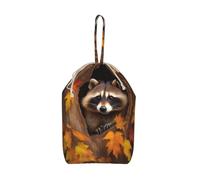 Raccoon in The Fall Tree Hole Laundry Bag 28"" x 14"", Large Hamper Bag | Heavy Duty Cloth Storage Sack With Drawstring, Washable Basket Liner, Dirty Clothes Organizer For Luggage Travel Camp Home