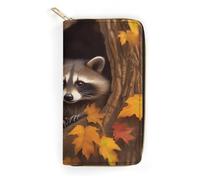 Raccoon in The Fall Tree Hole Leather Wallet, Bifold Stylish Wallets, Credit Card Holder for Passport Covers, Purse Passport Bag for Men Women