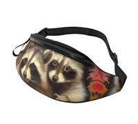 Raccoon in The Fall Tree Hole Outdoor Sports Waist Bag & Casual Chest Pack, Adjustable Unisex Fanny Pack for Hiking/Running/Cycling