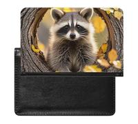 Raccoon in The Fall Tree Hole Passport Holder ID Card Protector Case Holder Travel Pack Unisex-adult Waterproof Passport
