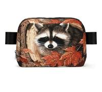 Raccoon in The Fall Tree Hole Print Square Bumbag Fanny Pack for Men Women Adjustable Belt Bag Waterproof Cross Body Bag Chest Bag