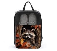 Raccoon in The Fall Tree Hole Shoe Bag with Zipper Closure,Storage Bags with Handle And Portable,Water-Resistant Shoe Pouch Travel Essentials