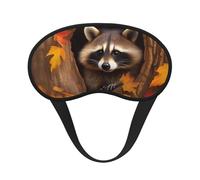 Raccoon in The Fall Tree Hole Sleep Mask for Side Sleeper Eye Mask for Sleeping Light Blocking Soft Breathable Sleep Eye Mask for Women Men Adjustable Elastic Strap Travel Nap Blackout Eye Shade Cover