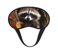Raccoon in The Fall Tree Hole Sleep Mask for Side Sleeper Soft Breathable Sleeping Eye Mask Blackout Silk Eye Sleep Shade Cover with Elastic Strap Night Blindfold for Women Men Travel Nap
